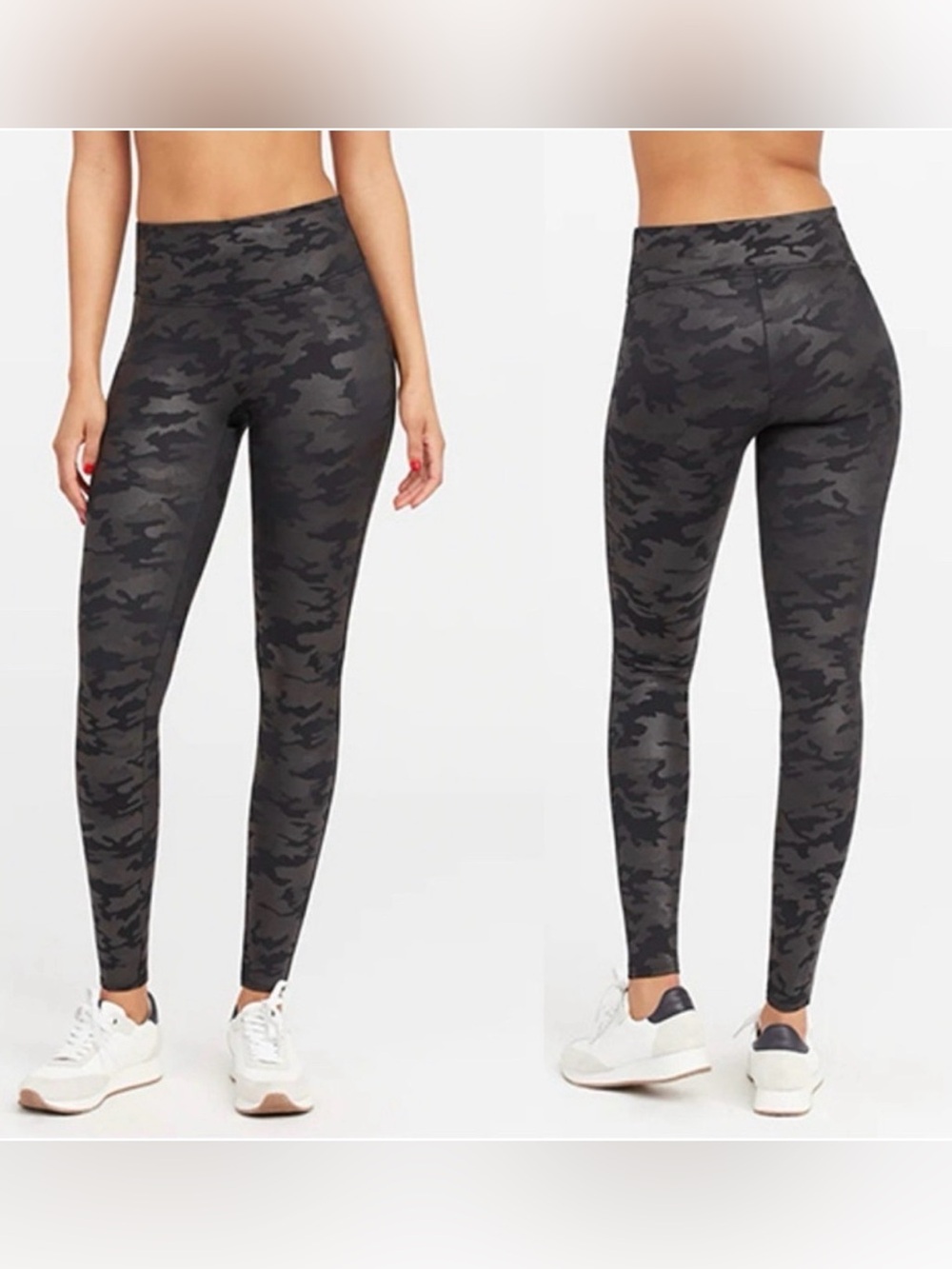 SPANX High-Waist Camo Leggings in Black and Gray